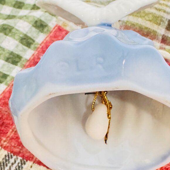 Vintage Lefton Blue White Porcelain Love Kissing Boy Girl Angel Figurines Japan - Picture 6 of 6